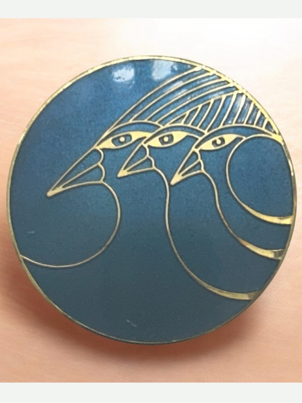 Vintage Laurel Burch “Celestial Birds” Blue Enamel Brooch